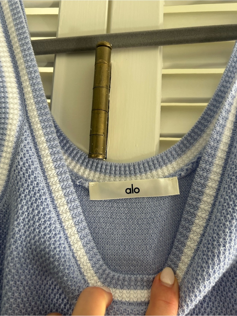 NWT ALO Yoga Tennis Club Sweater Knit Dress Light Blue White Size Small - Picture 6 of 7
